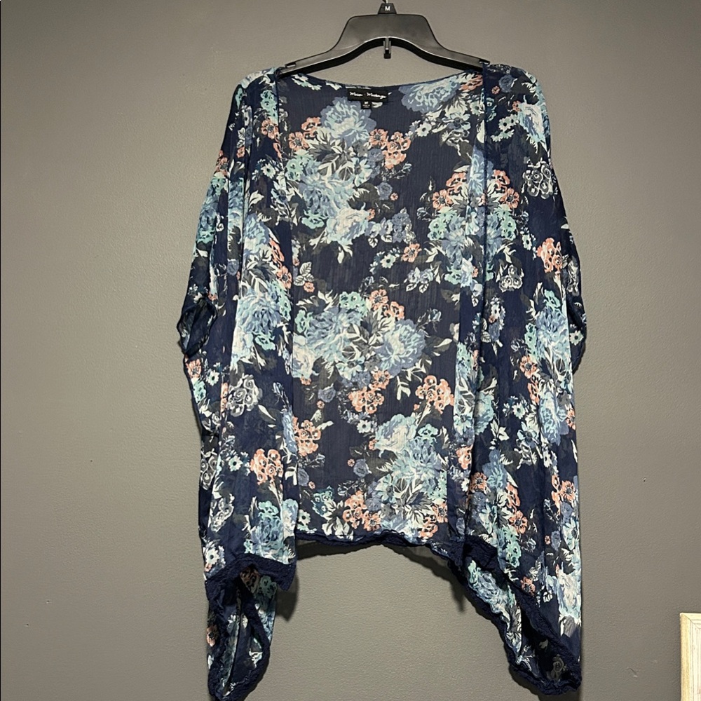 Floral Blue Poncho